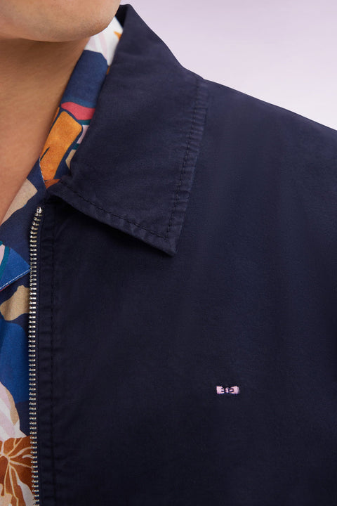 Blouson zippé en gabardine de coton stretch marine - Image 3