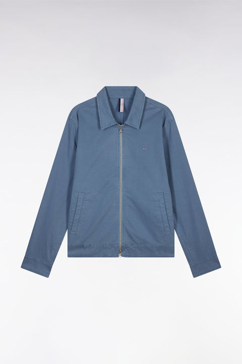 Blouson zippé en gabardine de coton stretch gris - Image 2