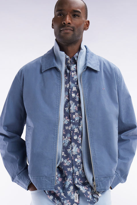 Blouson zippé en gabardine de coton stretch gris - Image 3