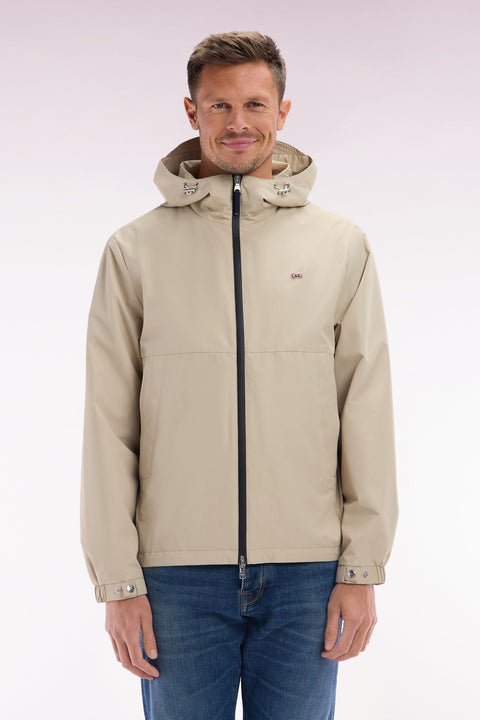 Blouson coupe-vent en nylon Soft Touch à capuche beige - Image 1