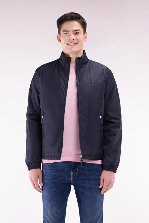 Blouson coupe-vent en nylon mat marine brodé - Image 1