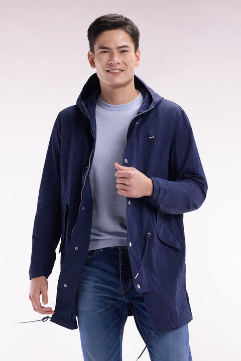 Parka légère à capuche intégrée marine - Image 3
