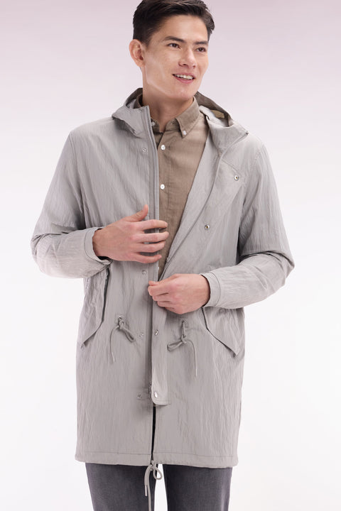 Parka légère à capuche intégrée grise - Image 3