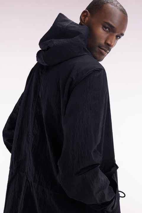 Parka légère à capuche intégrée noire - Image 3