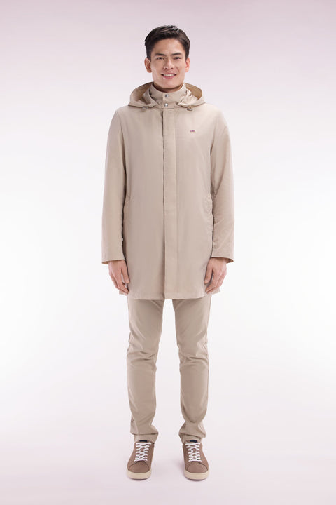 Parka à capuche intégrée beige - Image 1