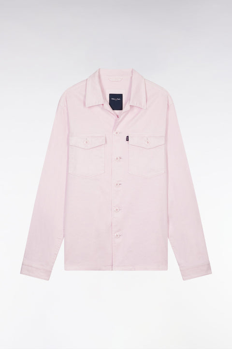 Surchemise à poches plaquées en lin et coton stretch rose - Image 2