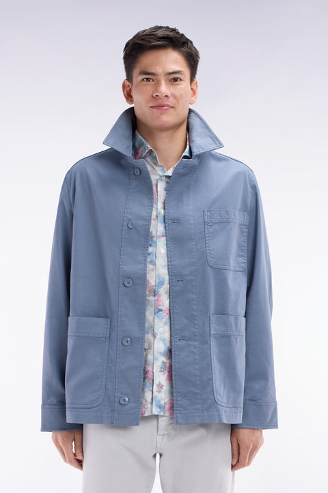 Surchemise à poches plaquées en coton stretch gris - Image 1