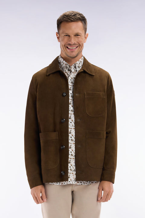 Surchemise en cuir suédé marron - Image 1