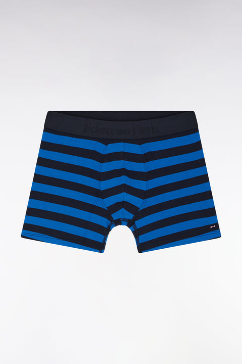 Boxer en jersey de coton stretch cerclé marine et bleu - Image 1