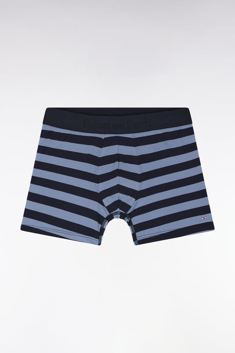 Boxer en jersey de coton stretch cerclé marine et gris - Image 1