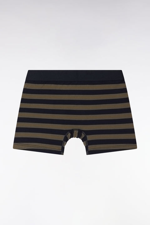 Boxer en jersey de coton stretch cerclé marine et kaki - Image 2