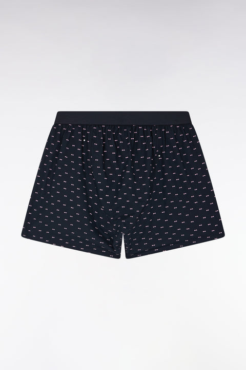Boxer en jersey de coton à micromotifs nœuds papillon marine - Image 1