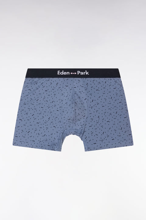 Boxer en jersey de coton stretch à micromotifs gris - Image 1
