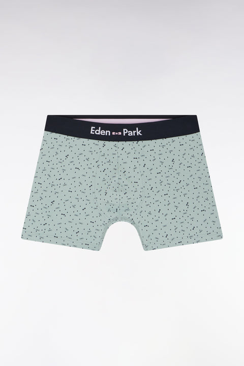 Boxer en jersey de coton stretch à micromotifs gris moyen - Image 1