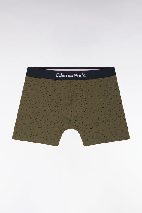 Boxer en jersey de coton stretch à micromotifs kaki - Image 1
