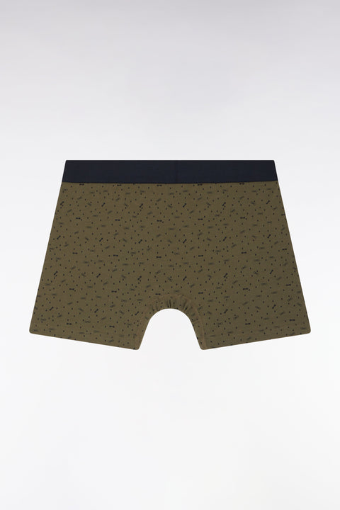 Boxer en jersey de coton stretch à micromotifs kaki - Image 2