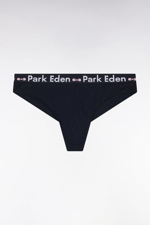 Culotte tanga en coton stretch marine - Image 2