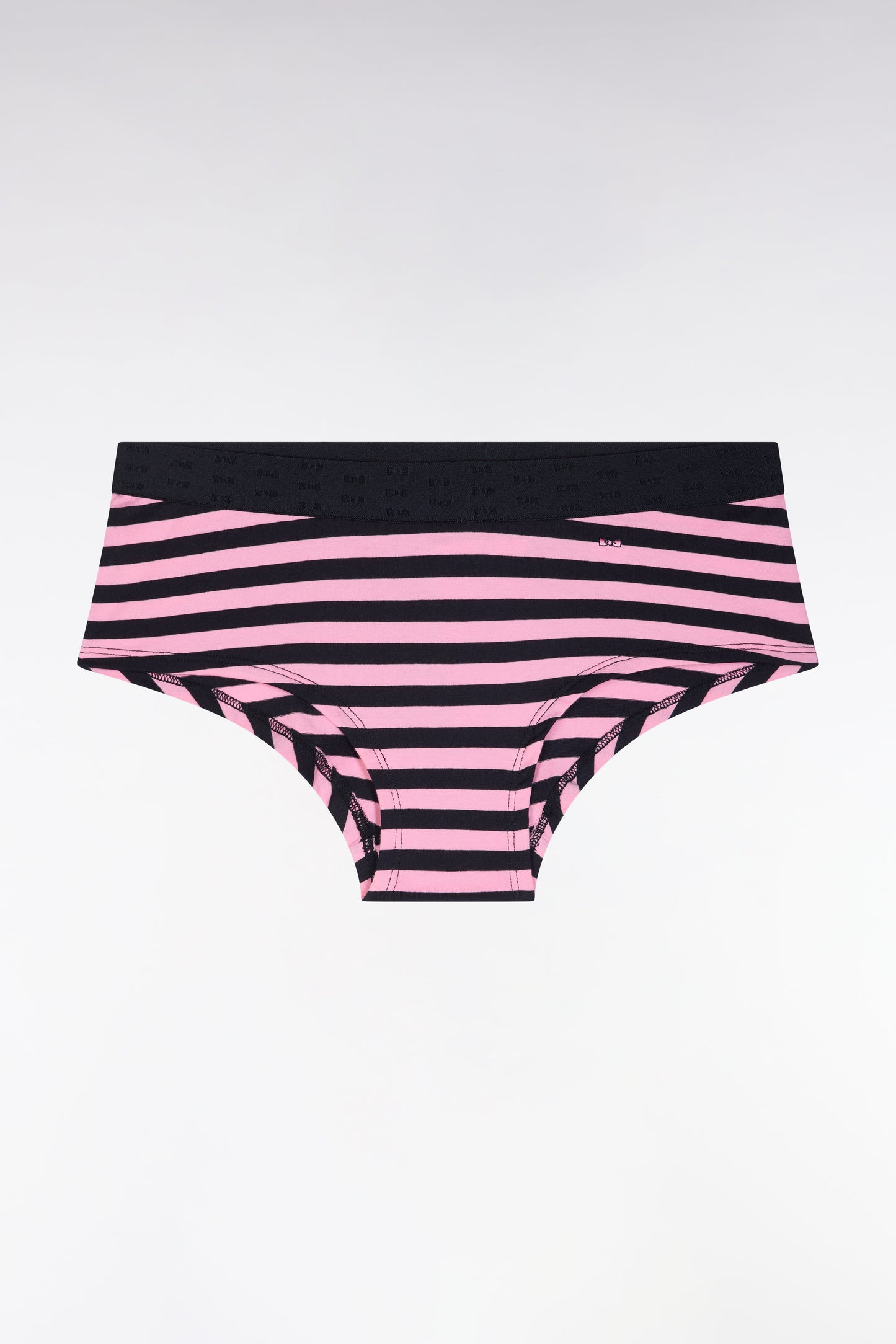 Culotte shorty en modal stretch cerclé marine et rose