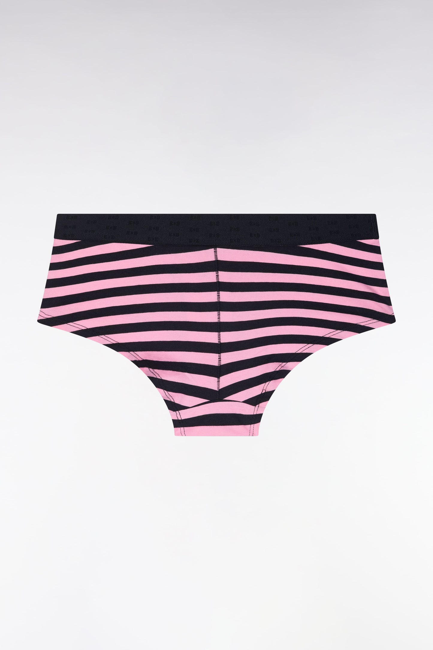 Culotte shorty en modal stretch cerclé marine et rose
