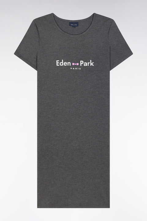 Chemise de nuit en modal stretch gris logo Eden Park - Image 1