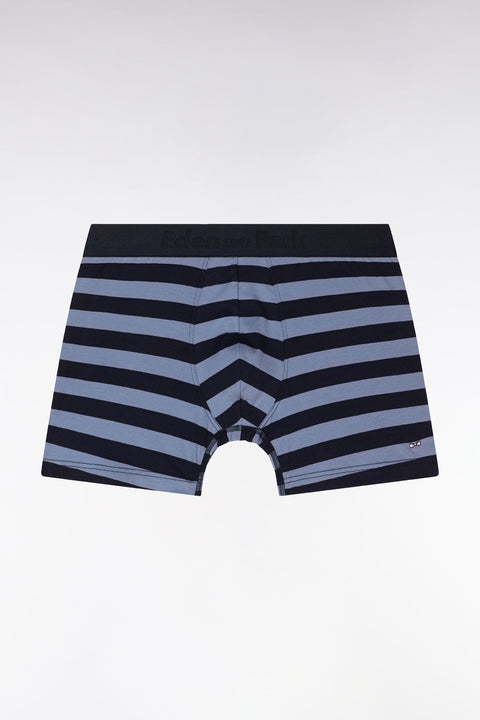 Lot de deux boxers unis et cerclés en jersey de coton stretch marine et gris - Image 2
