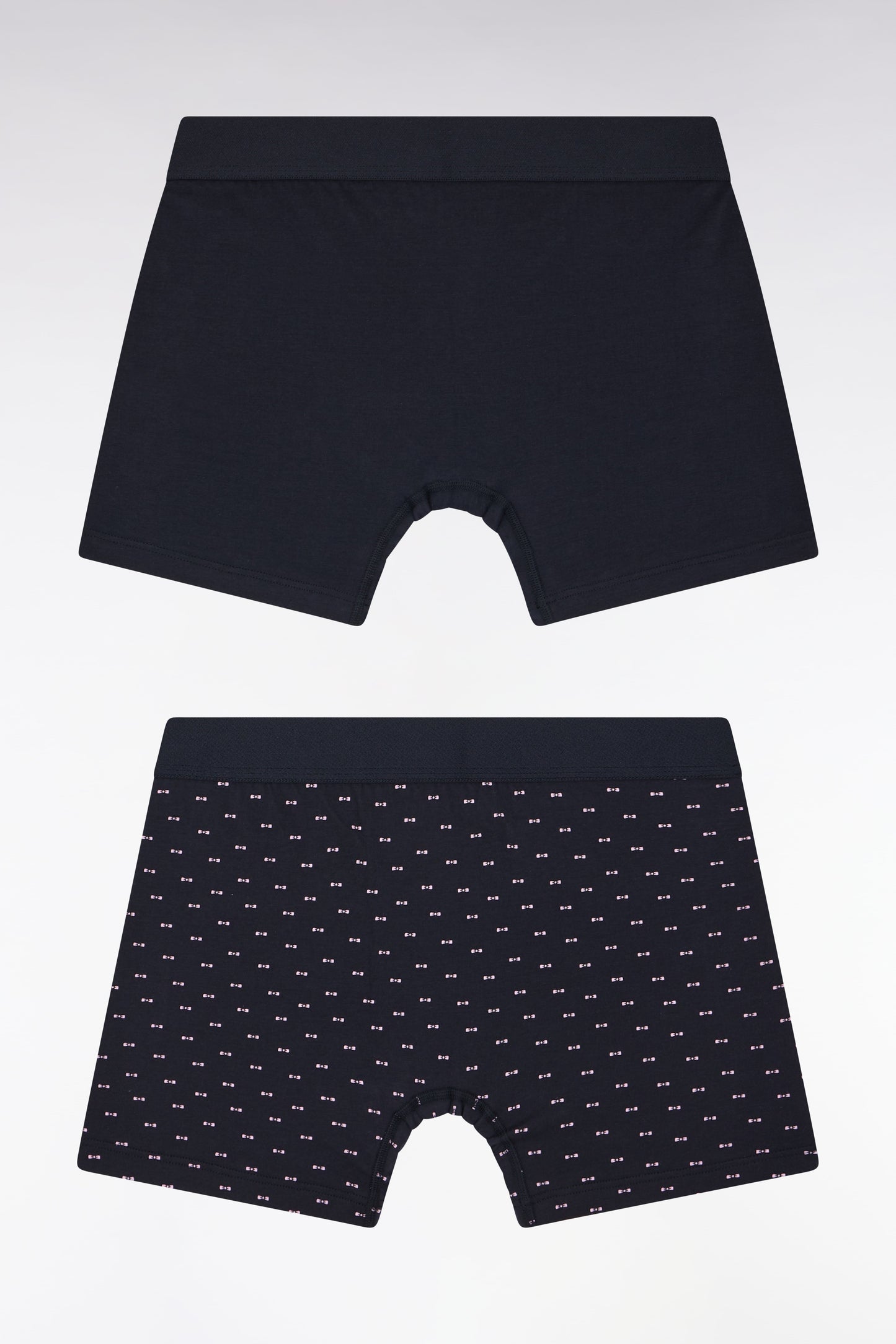 Lot de deux boxers unis et imprimés en jersey de coton stretch marine