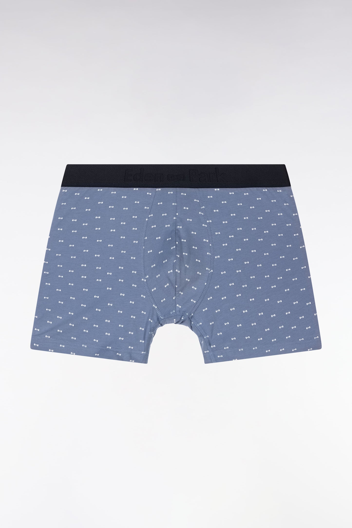 Lot de deux boxers unis et imprimés en jersey de coton stretch bleu gris
