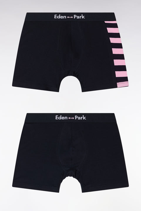 Lot de deux boxers en jersey de coton stretch marine et rose détails cerclés - Image 1