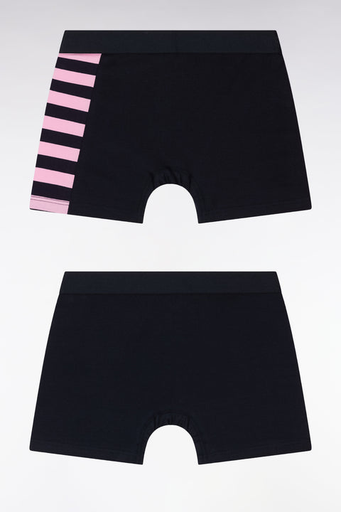 Lot de deux boxers en jersey de coton stretch marine et rose détails cerclés - Image 2