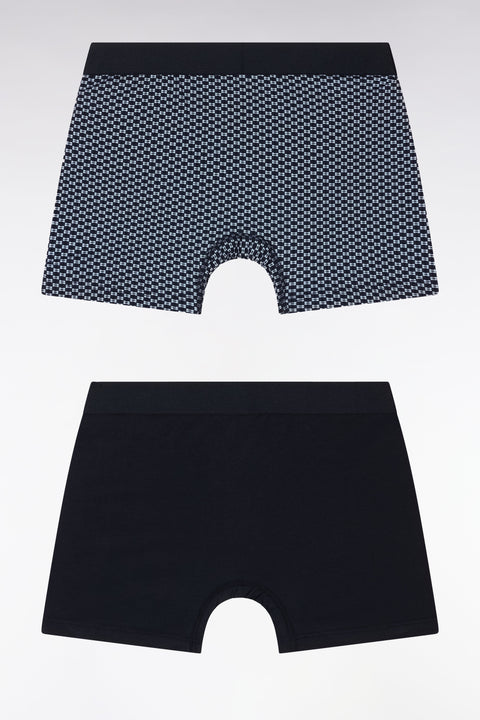 Lot de deux boxers en jersey de coton stretch uni et ciel imprimé - Image 2