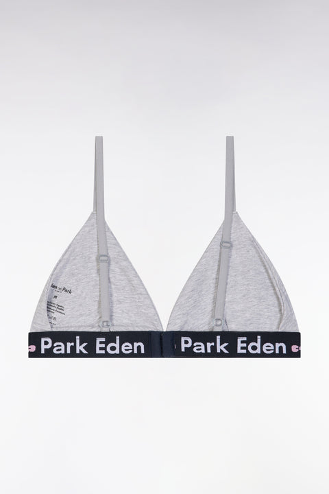 Soutien-gorge en coton stretch gris élastique siglé - Image 2