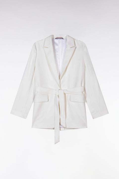 Veste fluide ceinturée écrue - Image 2