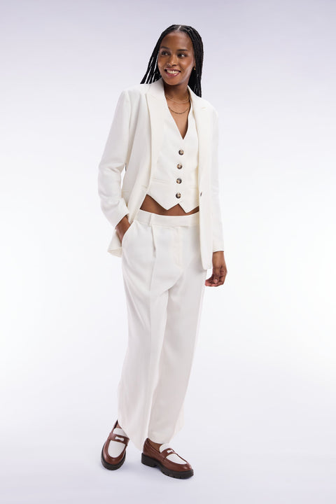 Veste fluide ceinturée écrue - Image 1