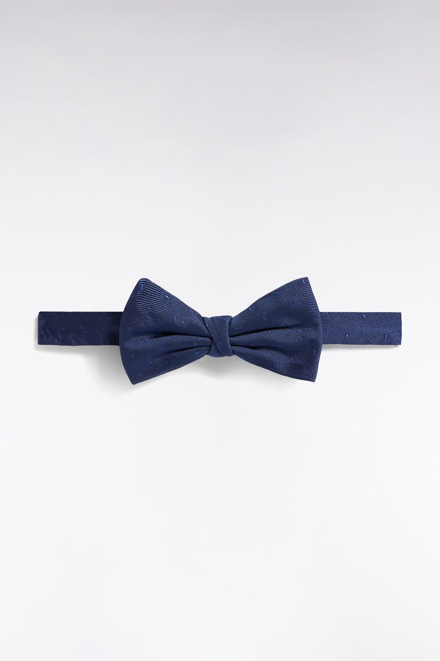 Noeud papillon en soie bleu à micromotifs