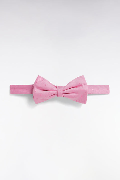 Noeud papillon en soie rose à micromotifs - Image 1
