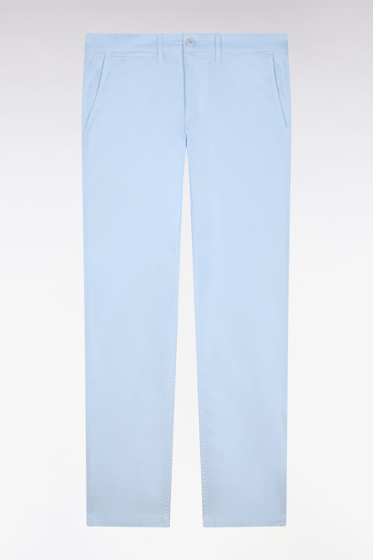 Pantalon chino regular en coton stretch ciel