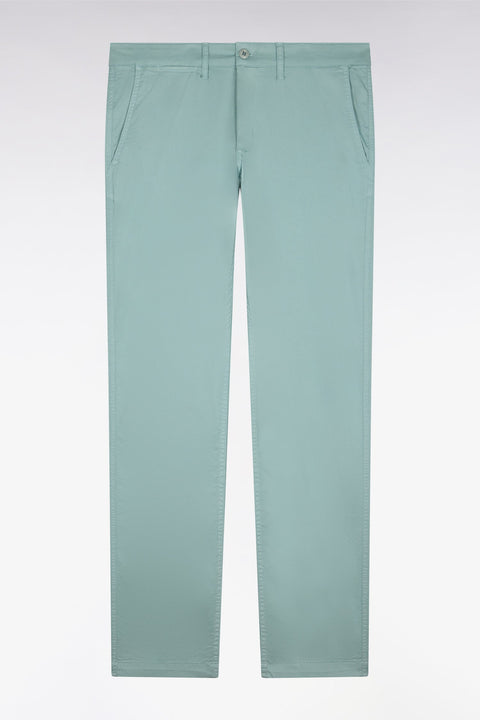 Pantalon chino regular en coton stretch vert d'eau - Image 2
