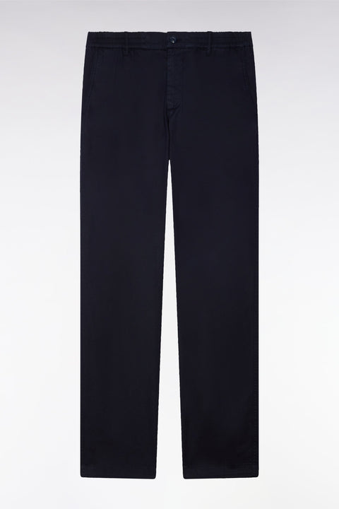 Pantalon chino taille élastique en coton et lyocell marine - Image 2