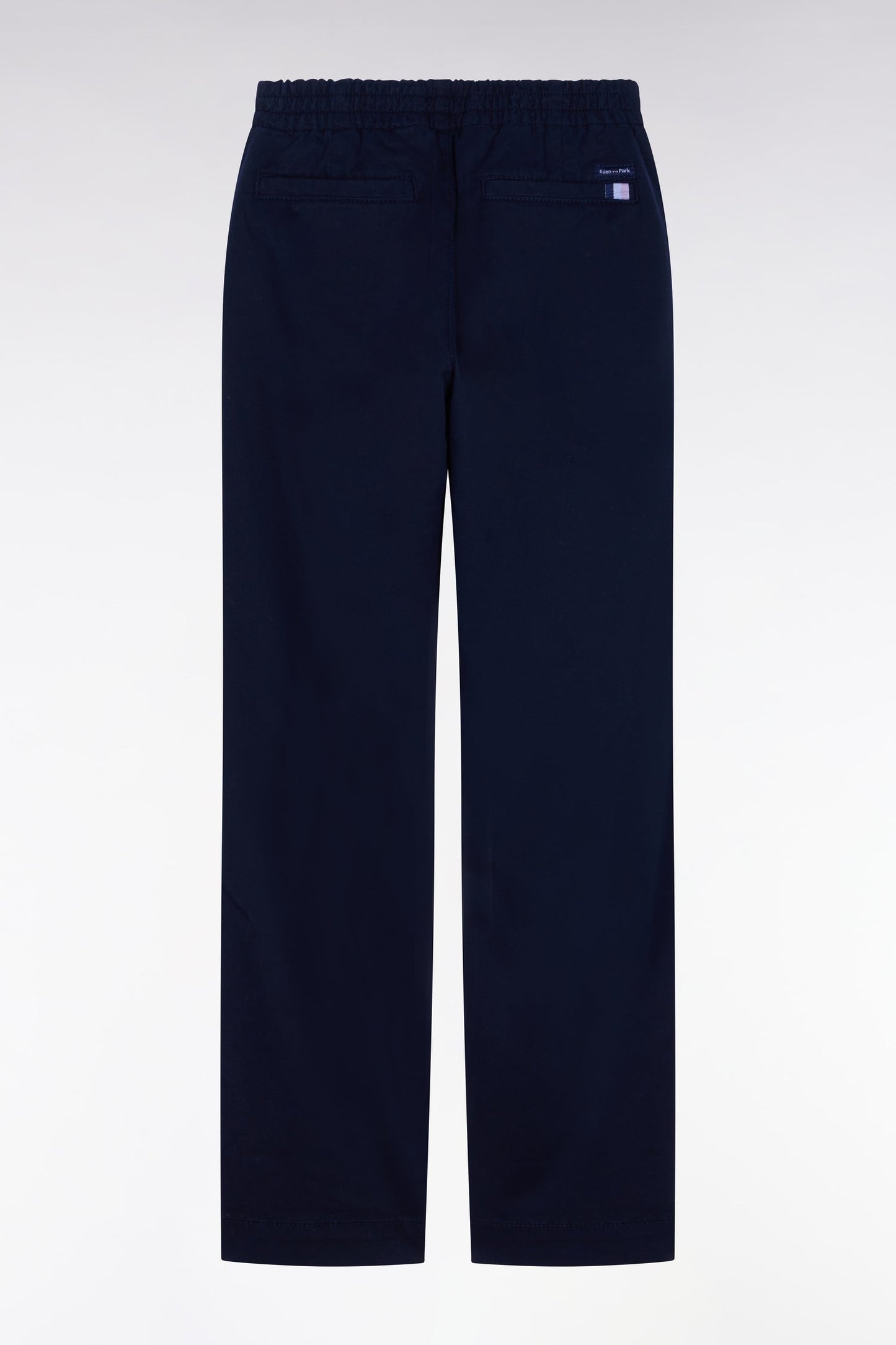 Pantalon chino à taille élastiquée en coton stretch marine