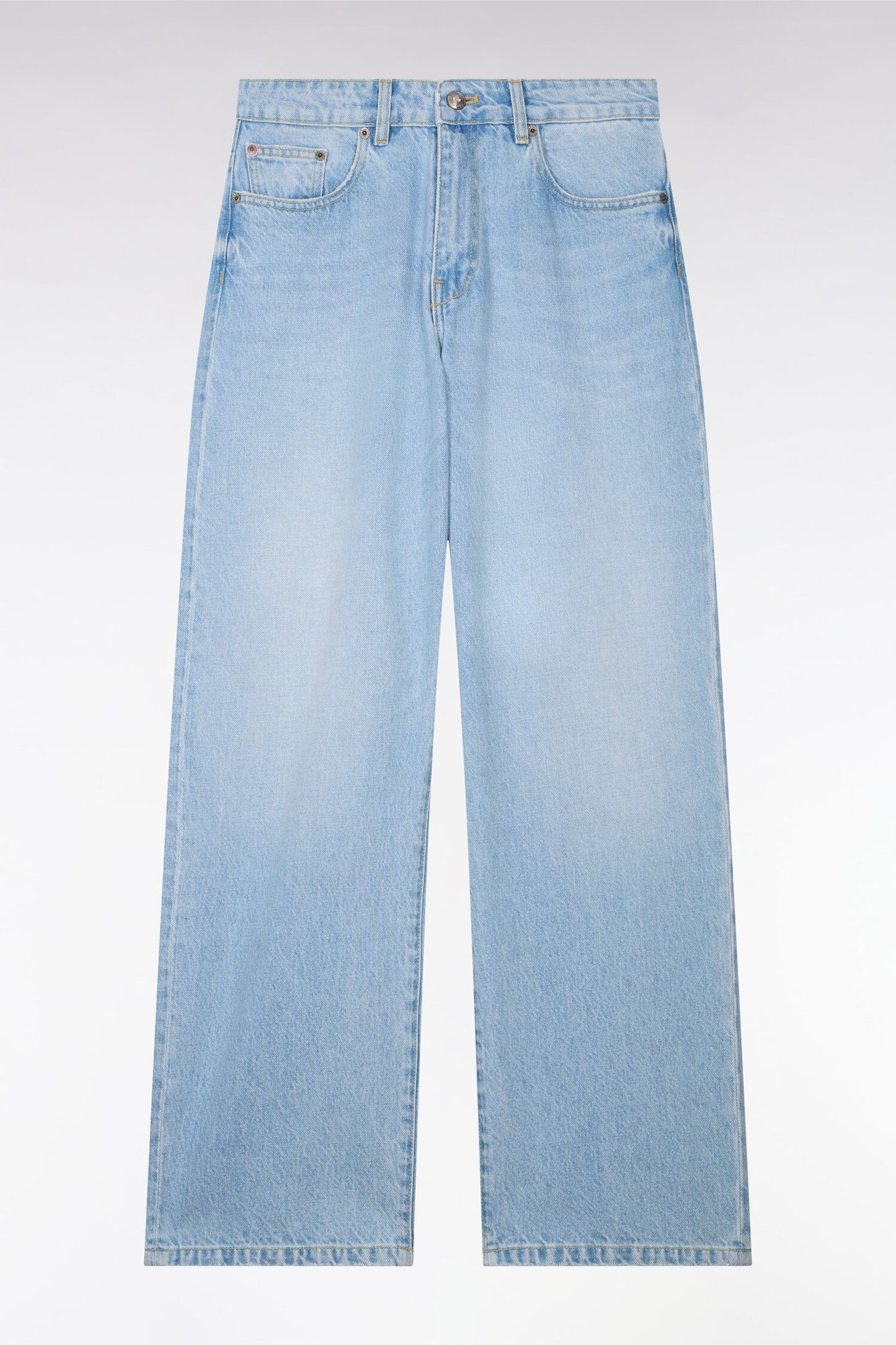 Jean en denim bleached coupe droite et large