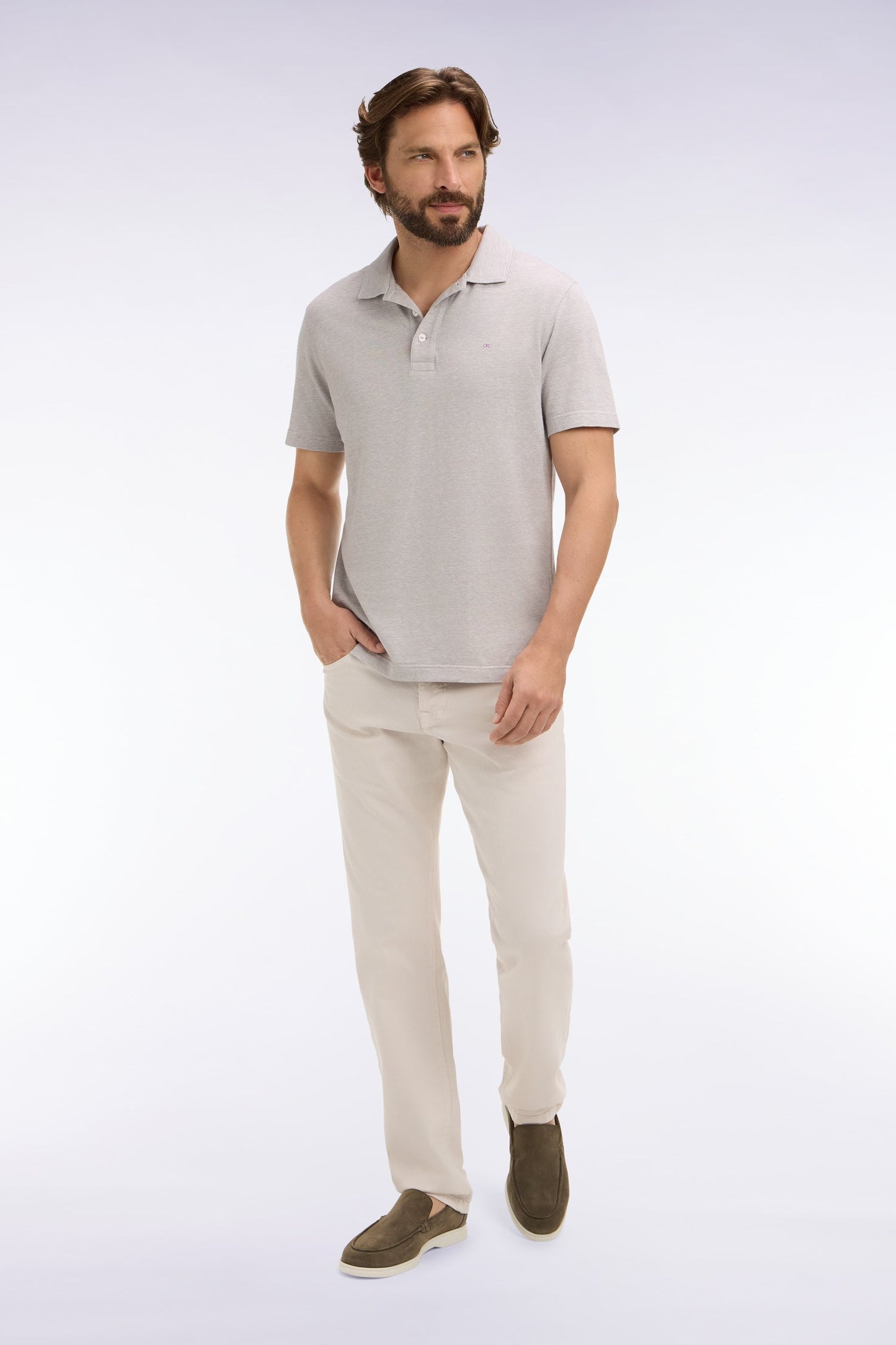 Jean en denim stretch écru coupe regular