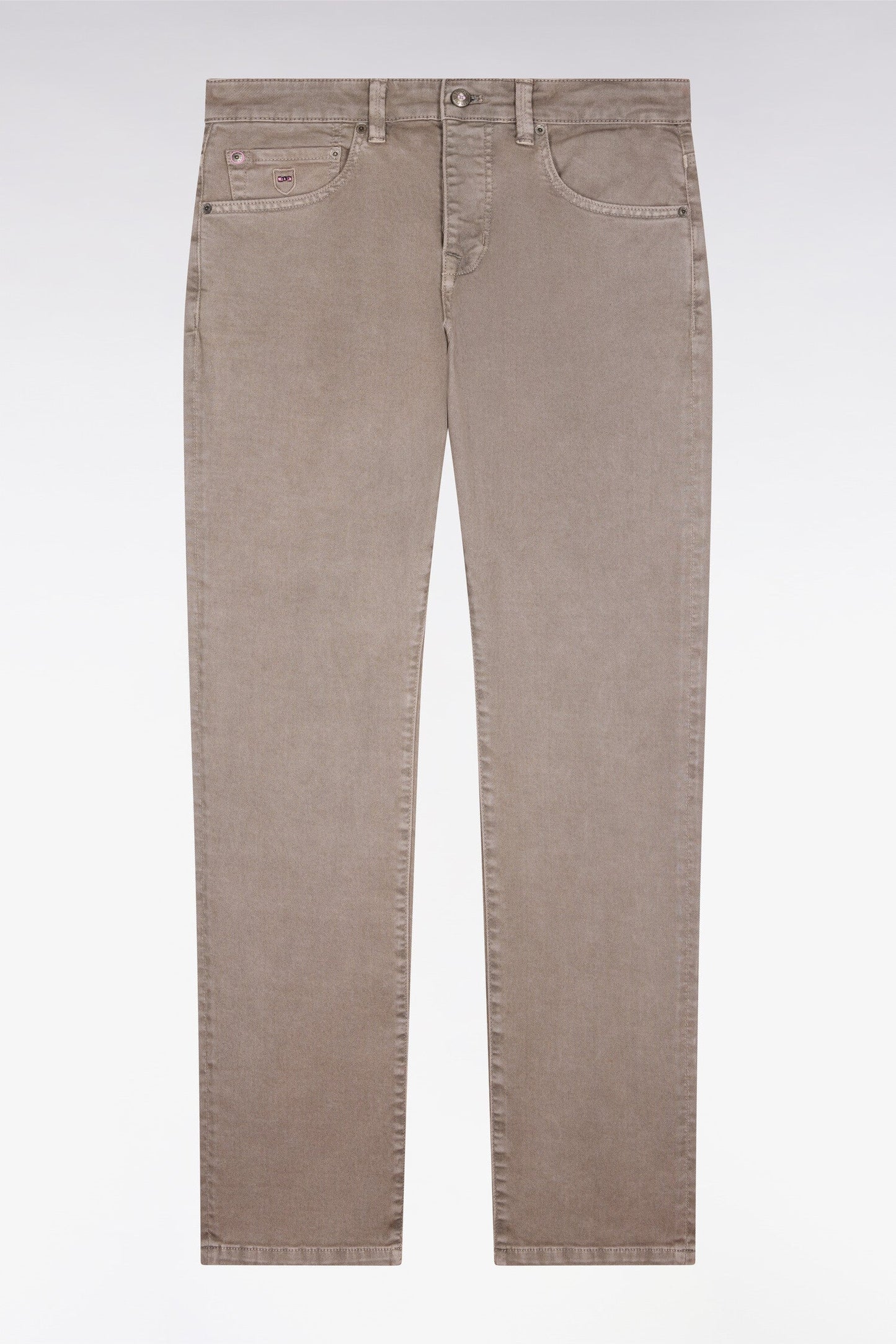 Jean en denim stretch beige coupe regular