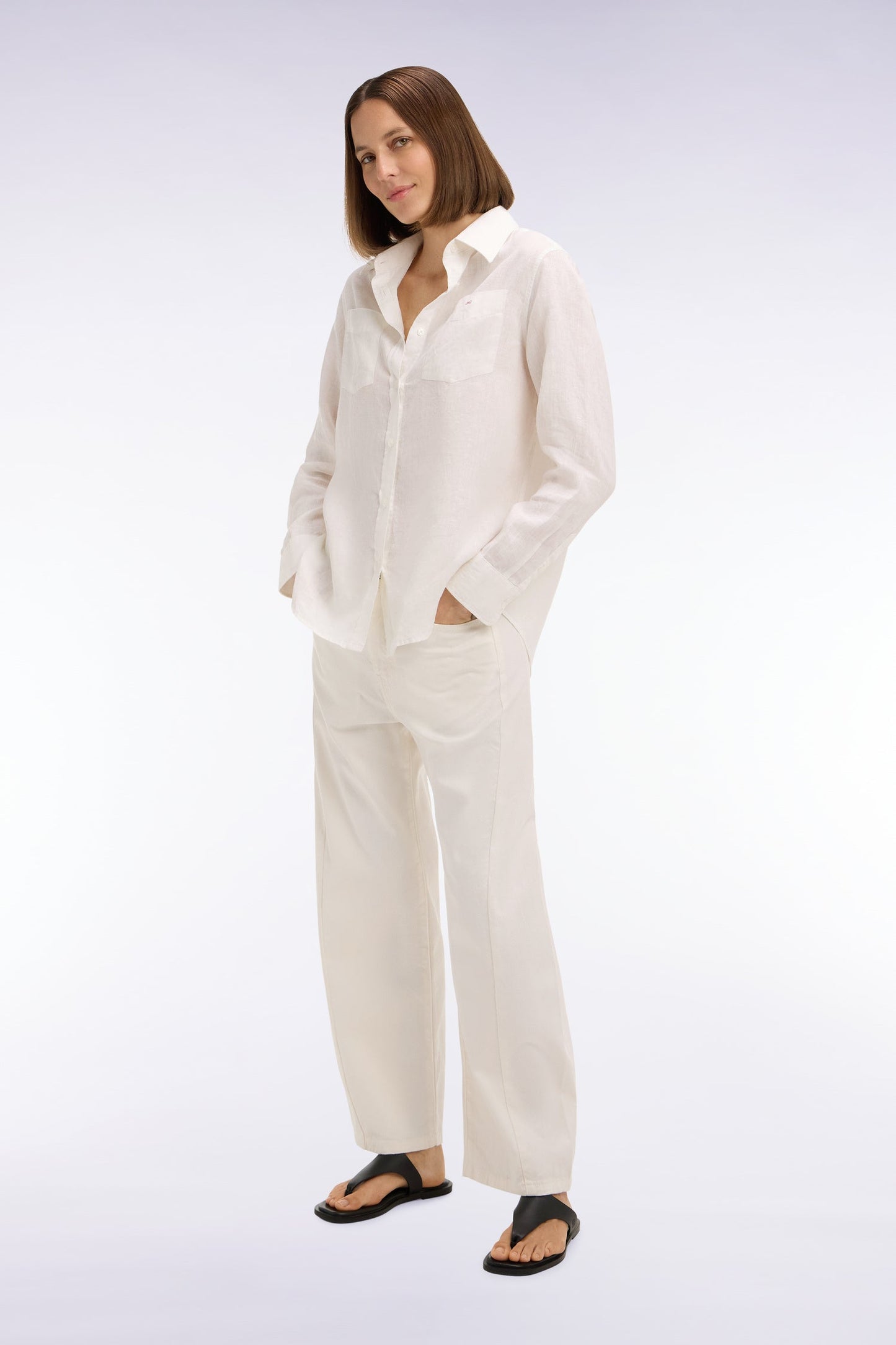 Jean coupe barrel en denim stretch blanc