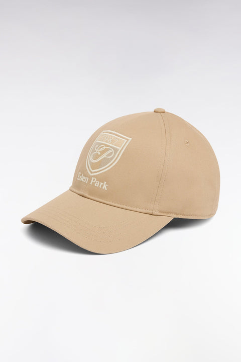 Casquette en twill de coton beige broderie écusson - Image 1