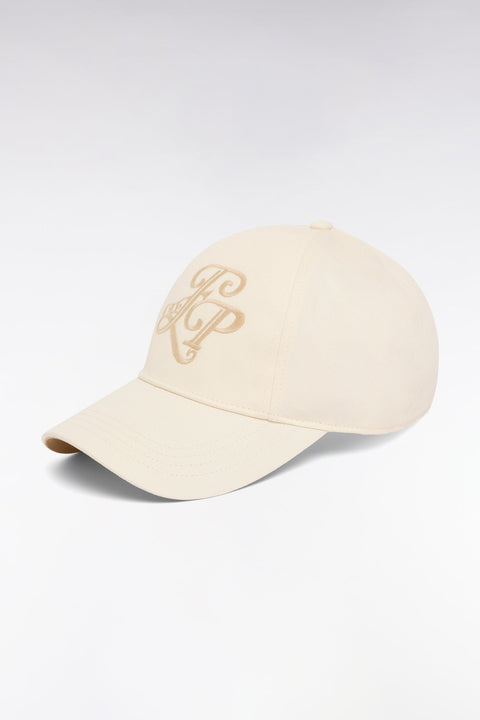 Casquette en twill de coton écru broderie initiales EP - Image 1