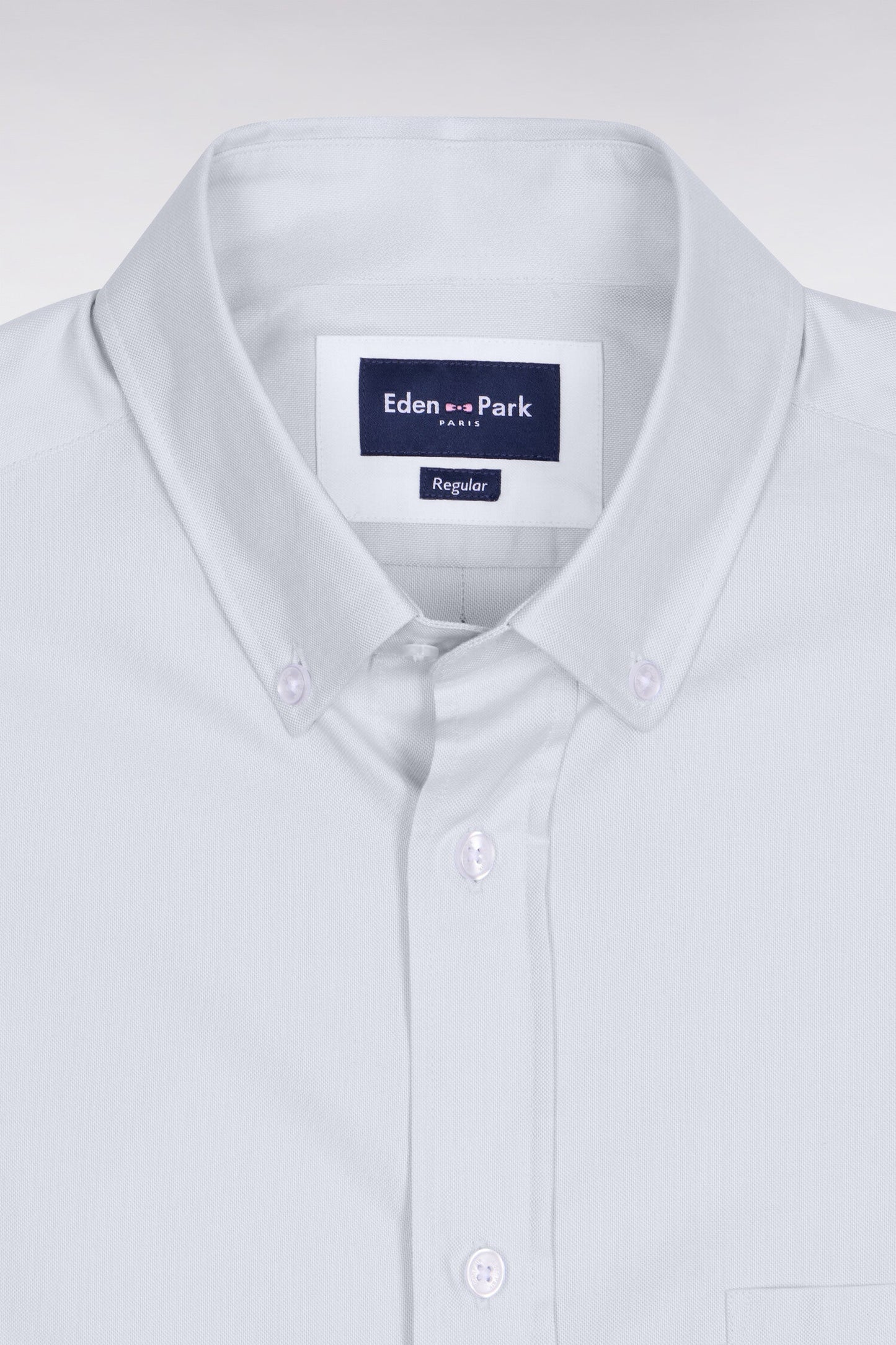 Chemise à manches courtes en coton fil teint ciel