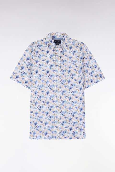 Chemise à manches courtes en popeline et chambray à motif floral bleu - Image 2