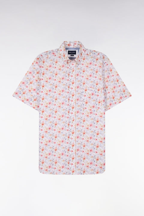 Chemise à manches courtes en popeline et chambray à motif floral orange - Image 2
