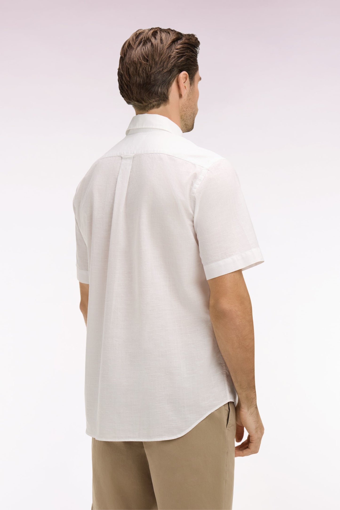 Chemise à manches courtes en coton jacquard blanc