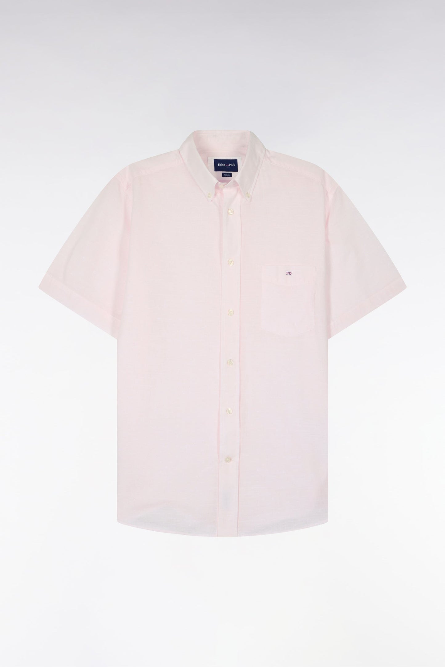 Chemise à manches courtes en coton jacquard rayé rose